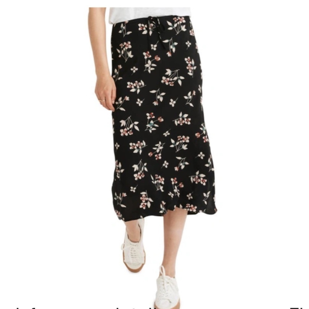 Vintage Black Floral Maxi Skirt